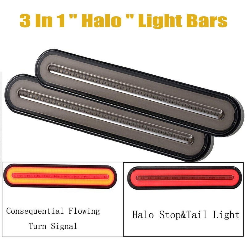 FABOOD F 2 Pack 9" LED Trailer Tail Light Bar + Brake Stop +Turn Signal Lights Assembly Identification Red & Amber Sequential Strip Light Waterproof for Trailer Truck Pickup SUV RV 12V-24V - Image 3
